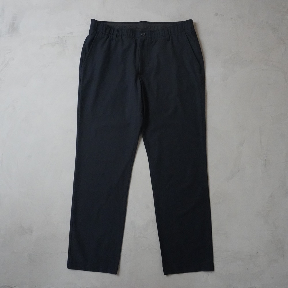 Under Armour Golf Pants 38x32 Mens Black Flat Front Performance Tapered Chino